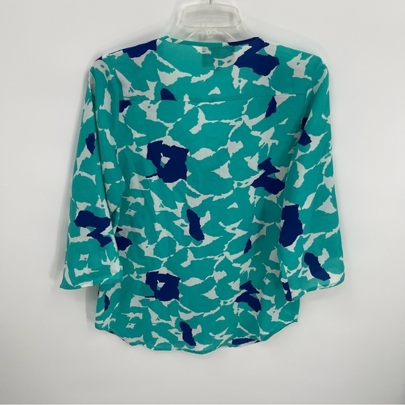 Yumi Kim Women Lizzie Blouse Top 3/4 Sleeve Green/Blue/White Size Small V Neck - Picture 7 of 10